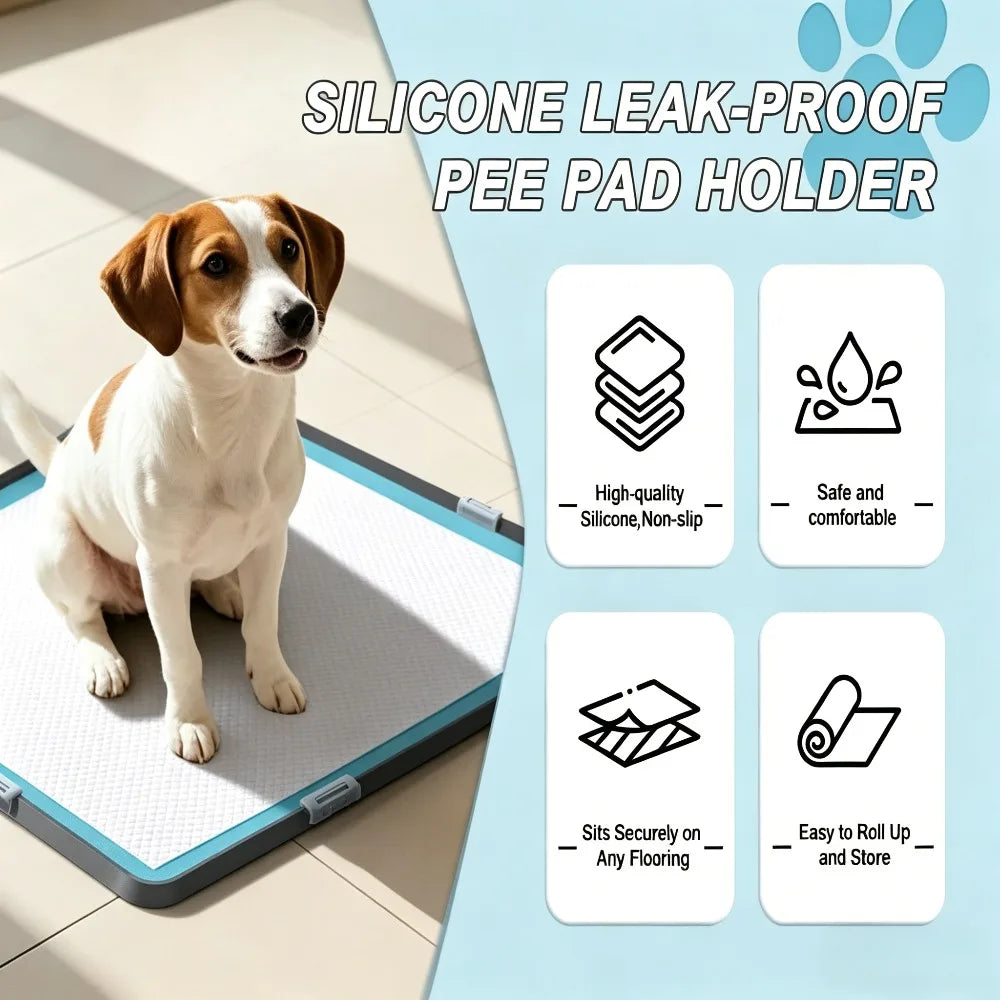 Dog Potty Pad Holder Raised Edges Leak Proof No Spill Puppy Training Pad Tray Floor Protection Pet Toilet Tray