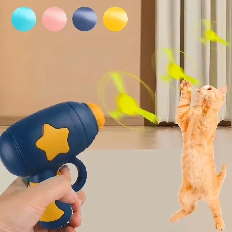 Funny Cat Toy Interactive Launch Pet Training Toy For Kitten Mini Flying Disc Shooting Gun Chasing Games Cat Toys Pet Supplies